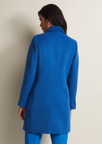 Phase Eight Lydia Blue Wool Smart Coats Turquoise Canada | MWSIXA-054